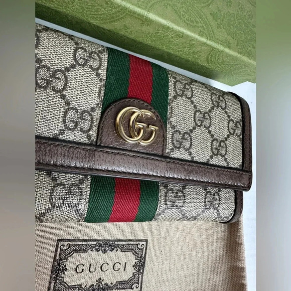 Authentic Gucci GG Supreme Monogram Web Ophidia
Continental w/ COA - Picture 9 of 14